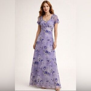 Vintage Y2K Babydoll Maxi Dress Mesh Floral Fairy Feminine WhimsiGoth Size S